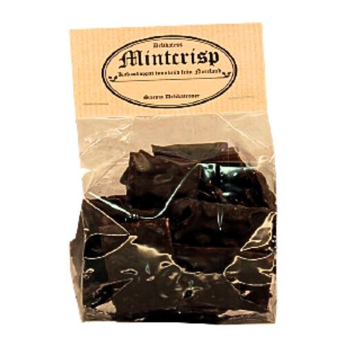 Goda kakaodoppade Mintcrisp i en trevlig presentpåse.